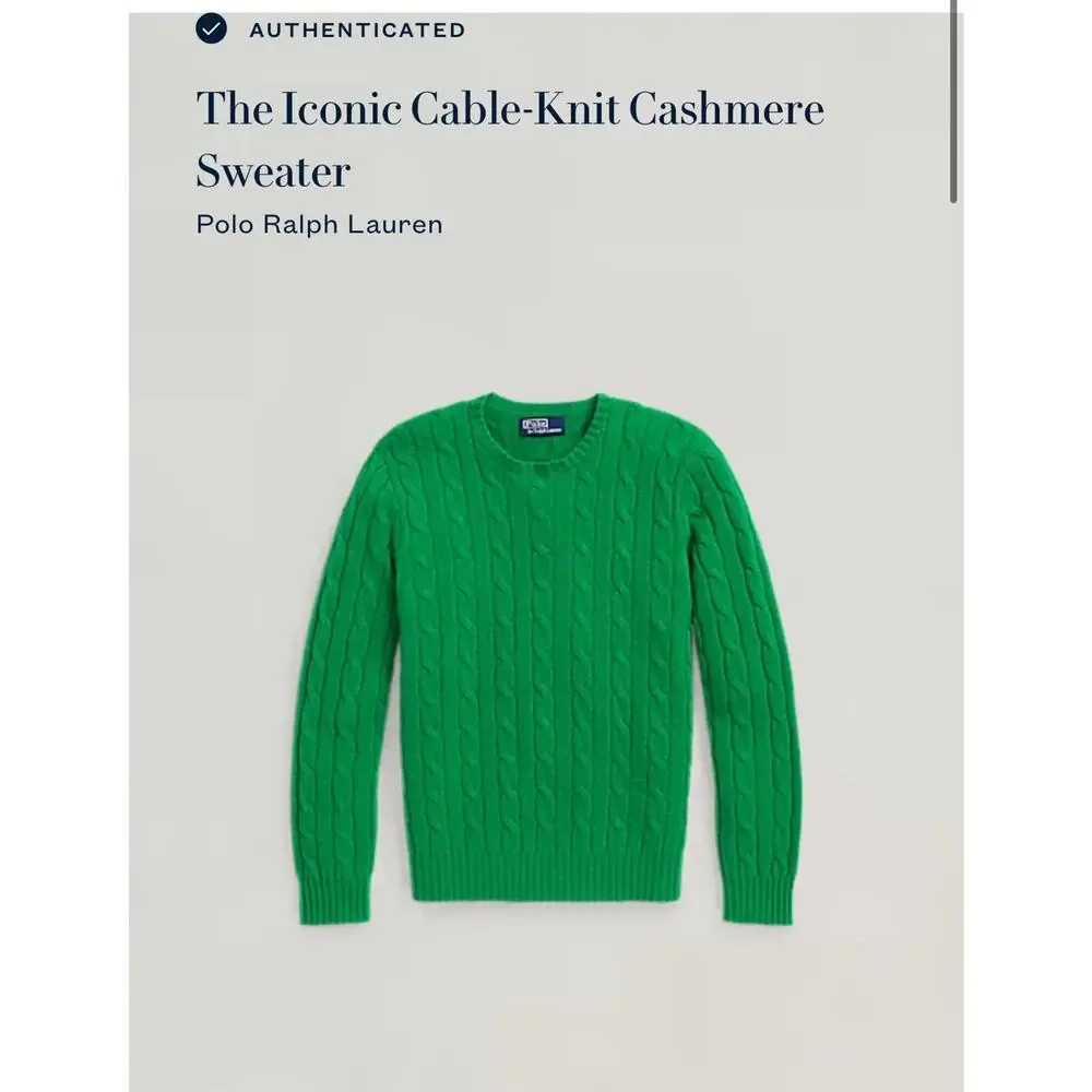 Polo Ralph Lauren Iconic Cable Knit Cashmere Sweater XL Blue Label $498 NWT - Picture 7 of 11